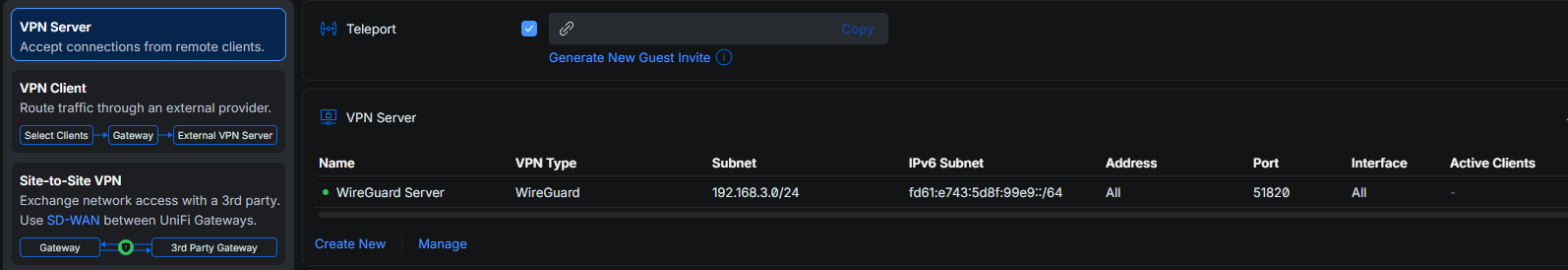 Konfiguracja serwera WireGuard w UniFi Network