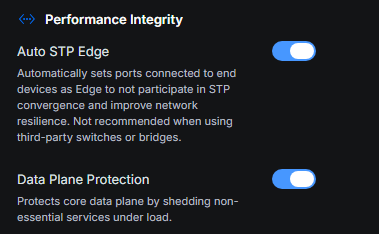 Auto STP Edge i Data Plane Protection w UniFi Network 10.5